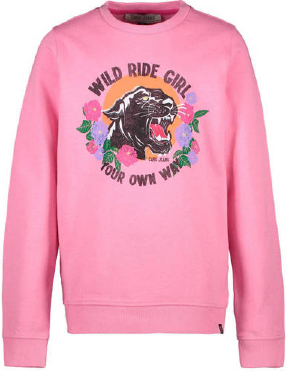 Cars sweater Bibby met printopdruk roze