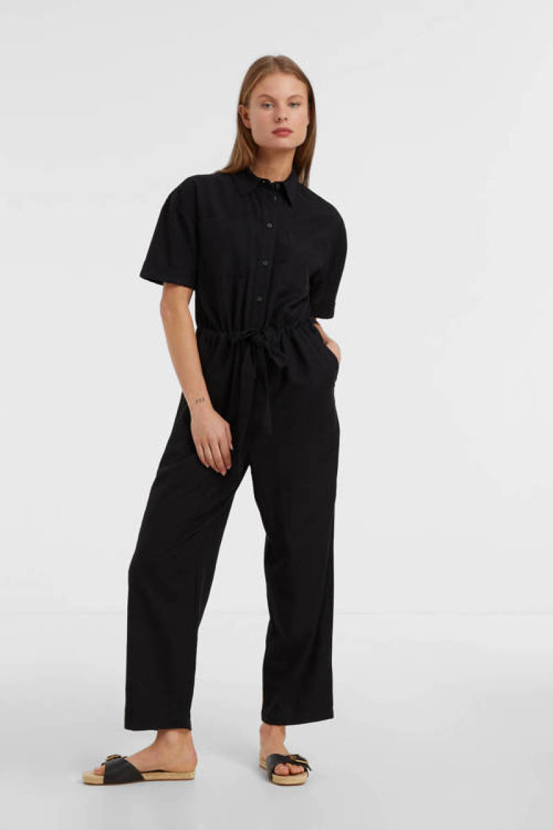 anytime jumpsuit lang zwart
