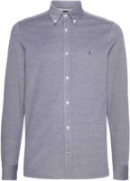 Tommy hilfiger gemêleerd slim fit overhemd 1985 van biologisch katoen carbon navy