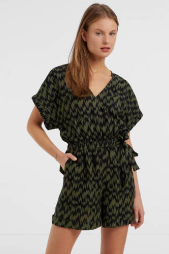 anytime jumpsuit kort groen/zwart