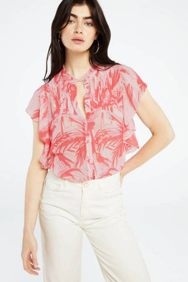 Fabienne Chapot top Bibi met all over print en volant roze