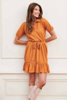 Lofty Manner blousejurk Dress Leah met ceintuur oranje