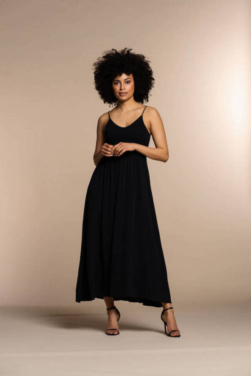 Geisha maxi jurk zwart