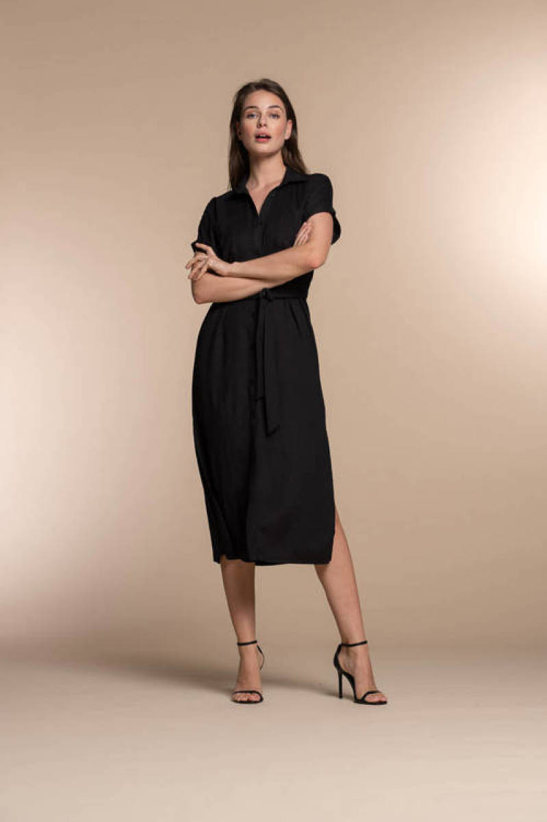 Geisha blousejurk met ceintuur zwart