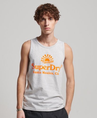 Superdry regular fit T-shirt met logo glacier grey marl
