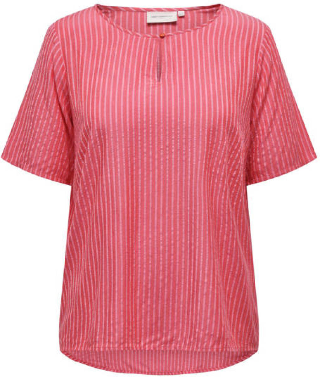 ONLY CARMAKOMA gestreepte top CARPENNA roze/wit