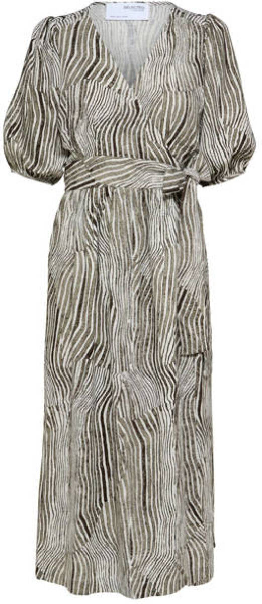 SELECTED FEMME Curve overslagjurk SLFEVITA met all over print groen/wit/zwart