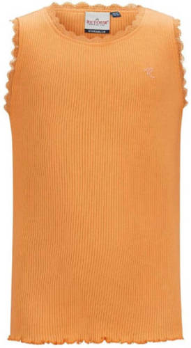 Retour Denim ribgebreid T-shirt Orlene met kant oranje