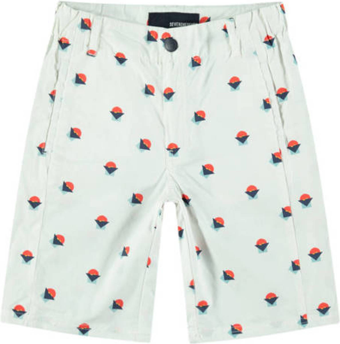 SEVENONESEVEN regular fit bermuda met all over print wit/rood/blauw