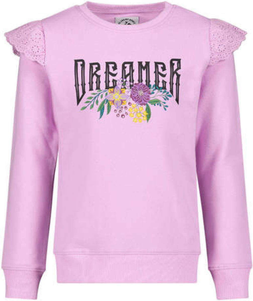 Me & My Monkey sweater met printopdruk en ruches lichtroze