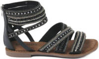 Lazamani leren sandalen met kralen zwart