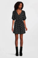 Catwalk Junkie jurk Evening haze met stippen en plooien zwart/ wit