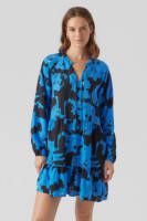 VERO MODA jurk VMJOSIE met all over print en ruches blauw/zwart