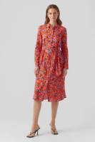 VERO MODA blousejurk VMJOSIE met all over print en ceintuur oranje/blauw/zwart