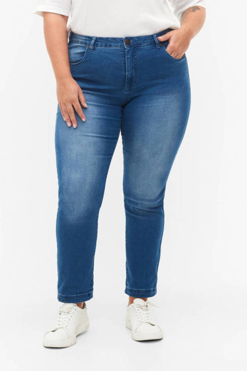 Zizzi high waist slim fit jeans AMY light blue denim