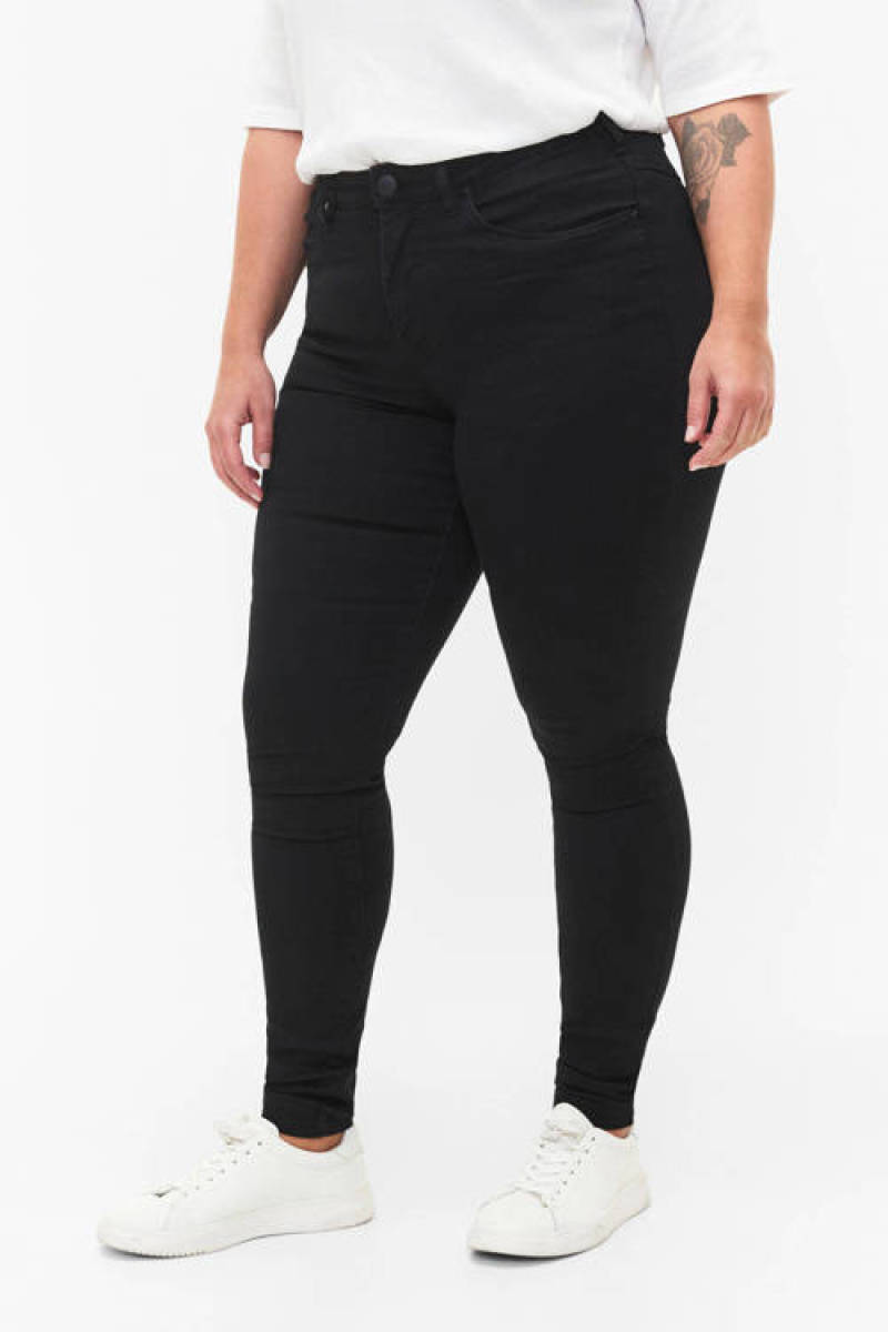 Zizzi high waist slim fit jeans AMY black denim