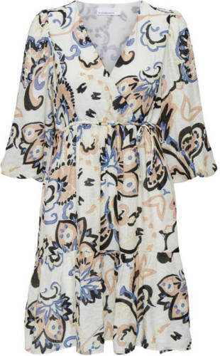 LA STRADA UNICA by Only overslagjurk LSUMIRIAM met all over print en volant crème/blauw/beige