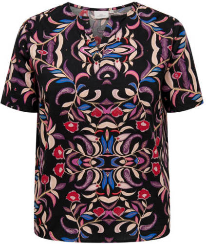 ONLY CARMAKOMA top CARNOLANA met all over print zwart/rood/blauw