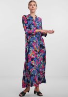 Y.A.S gebloemde maxi blousejurk YASSAVANNA donkerblauw/fuchsia/oranje/groen