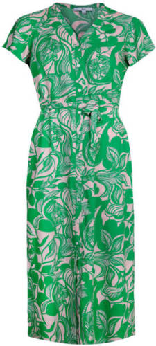 Miss Etam blousejurk Kylie met all over print groen/zand