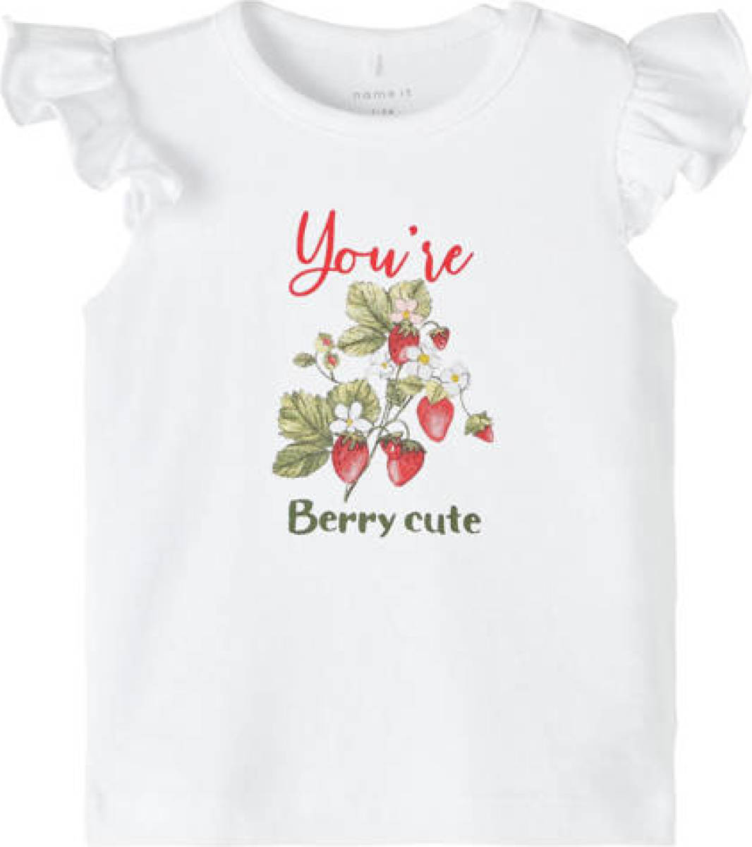 NAME IT BABY baby T-shirt NBFJINDY met printopdruk en ruches wit