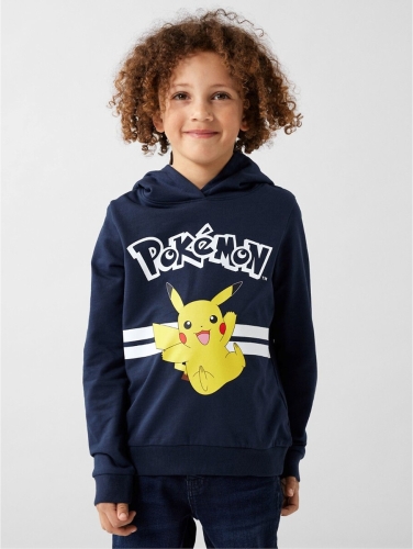 NAME IT KIDS Pokemon hoodie NKFJU met printopdruk donkerblauw