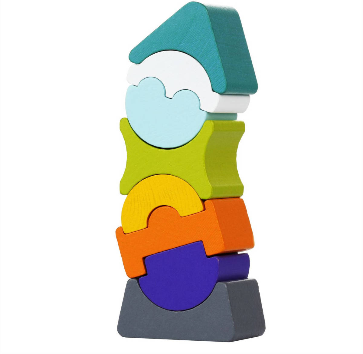 Cubika flexibele houten stapeltoren klein - blauw dak
