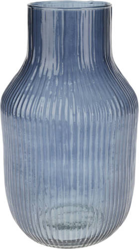 Excellent Houseware glazen vaas / bloemen vazen - blauw - 12 x 23 cm - Vazen