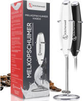 Kitchenwell Elektrische Melkopschuimer - Inclusief RVS Houder & Eierklopper - Wit