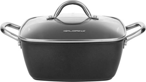 Florina Nelio vierkante kookpan braadpan 24 x 24 cm aluminium 4 Liter mat zwart