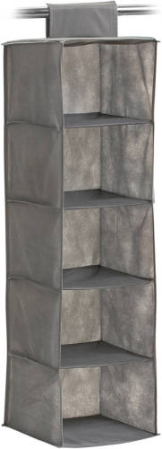 Zeller Kast organizer - hangend - 5 vakken - 28 x 28 x 95 cm - grijs - Opbergmanden