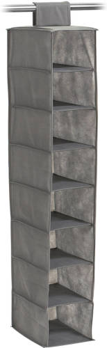 Zeller Kast organizer - hangend - 8 vakken - 18 x 30 x 105 cm - grijs - Opbergmanden