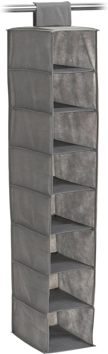 Zeller Kast organizer - hangend - 8 vakken - 18 x 30 x 105 cm - grijs - Opbergmanden