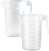 Forte Plastics Waterkan/schenkkan - 2x - transparant - 1 en 2 liter - kunststof - Schenkkannen
