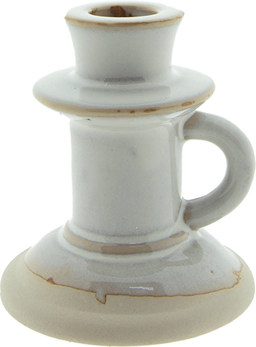 Clayre & Eef Kandelaar 10 cm Beige Porselein Kaarsenstandaard Beige Kaarsenstandaard