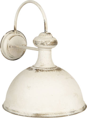 HAES deco - Wandlamp - Industrial - Vintage / Retro lamp, 34x41x43 cm - Wit Metaal - Ronde Muurlamp, Sfeerlamp