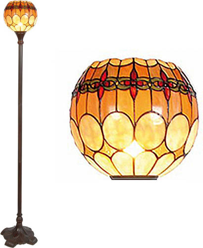 HAES deco - Tiffany Vloerlamp Bruin, Geel Ø 27x184 cm E27/max 1x60W