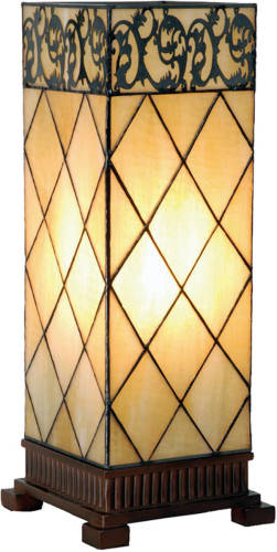 HAES deco - Tiffany Tafellamp Beige, Bruin 18x18x45 cm Fitting E27 / Lamp max 1x40W