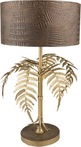 HAES deco - Tafellamp - City Jungle - Goudkleurige bladeren, Ø 25x42 cm - Metaal - Bureaulamp, Sfeerlamp, Nachtlampje