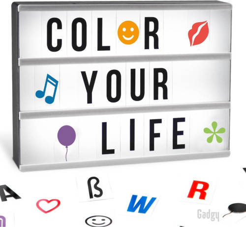Gadgy Lightbox A4 met 4 achtergronden + 85 letters/symbolen + 40 emojis + 6 woorden + USB kabel - 30 x 22 x 6 cm.