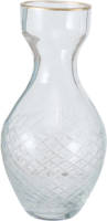 Deco by Boltze Stijlvolle glazen kleine decoratieve bloemenvaas in het transparant glas van 15 x 7 cm - Vazen