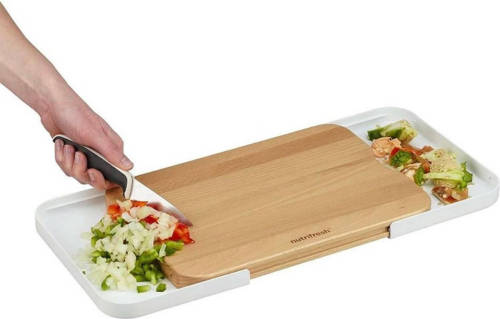 Huismerk Nutrifresh houten snijplank uitschuifbaar 30.5 x 20.5 cm