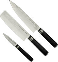 Eden Hammered Damast 3-delige Set Koksmes Nakiri Officemes
