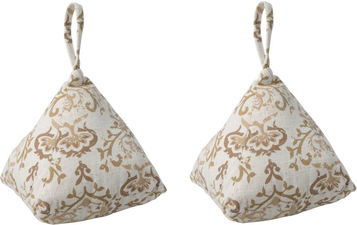 H&S Collection Deurstopper 1 kilo gewicht - 2x - creme/goud - Marokkaanse stijl - met verplaats lus - 20 cm - Deurstoppers