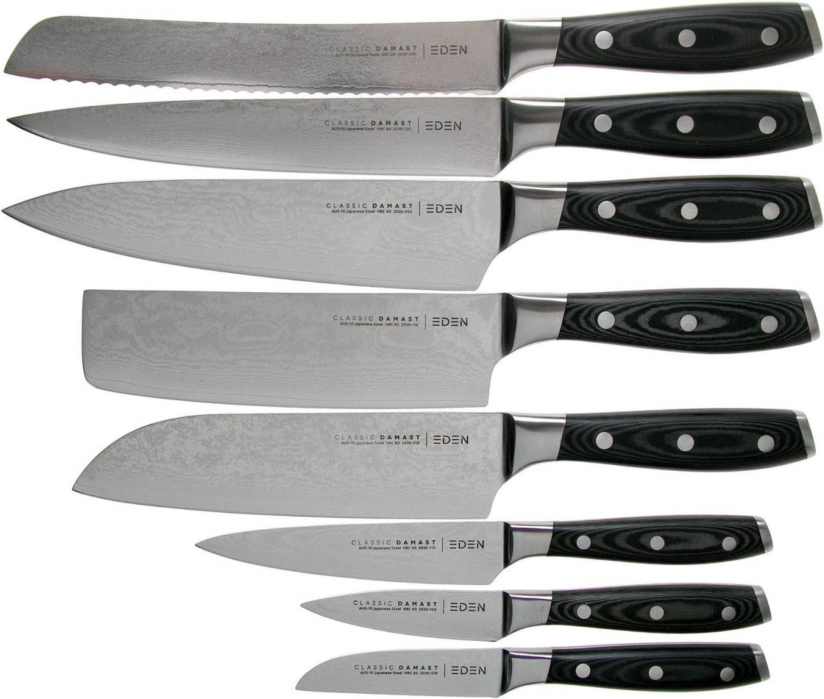 Eden Classic Damast 8-delige Messenset