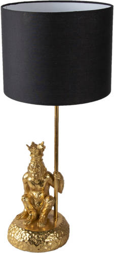 HAES deco - Tafellamp - City Jungle - De Apenkoning, Ø 23x45 cm - Goudkleurig met Zwart - Bureaulamp, Sfeerlamp