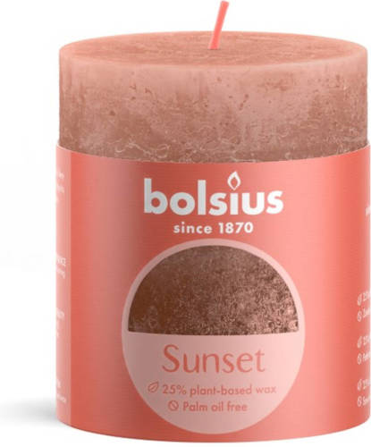 Bolsius Rustiek stompkaars sunset 80 x 68 mm Creamy caramel copper kaars