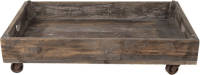HAES deco - Decoratief Dienblad op Wielen Bruin 73x44x16 cm - van Hout Metaal