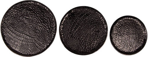 HAES deco - Decoratieve Dienbladen set van 3 Zwart Ø 40x2 / Ø 35x2 / Ø 29x2 cm. - van Aluminium