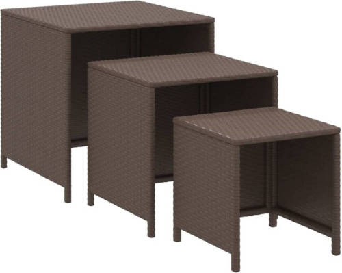 VidaXL Tafeltjesset 3 st poly rattan bruin